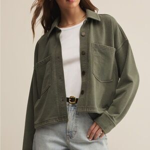 Z Supply All Day Cropped Knit Jacket in Olive